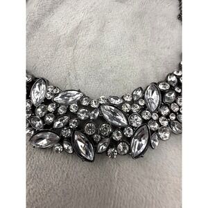 Rhinestone Statement Necklace Bib Jane Stone Signed Steampunk Party Goth  20"